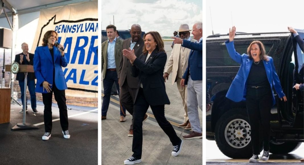 kamala harris tenisice i odijelo